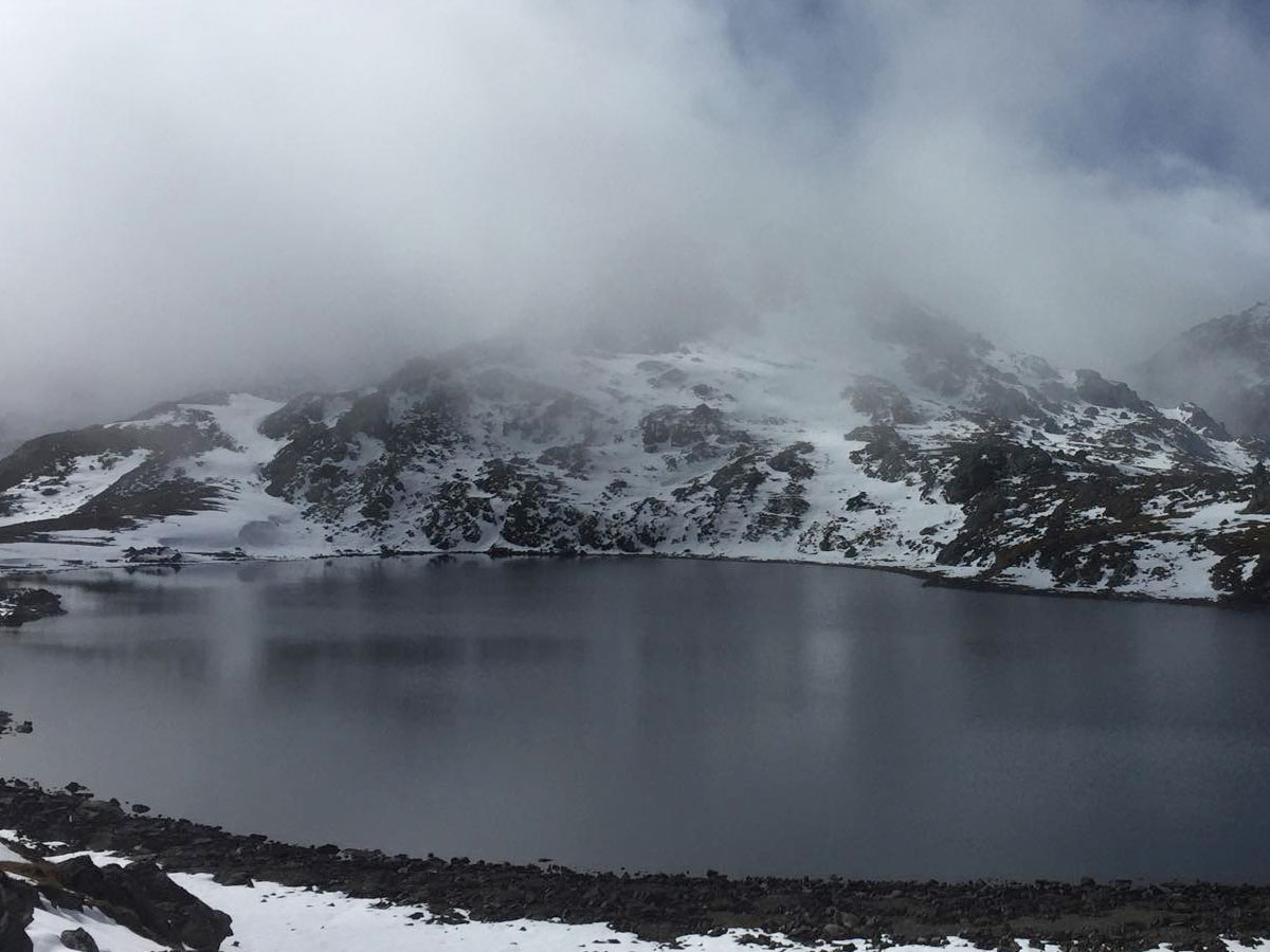 gosaikunda lake during winter